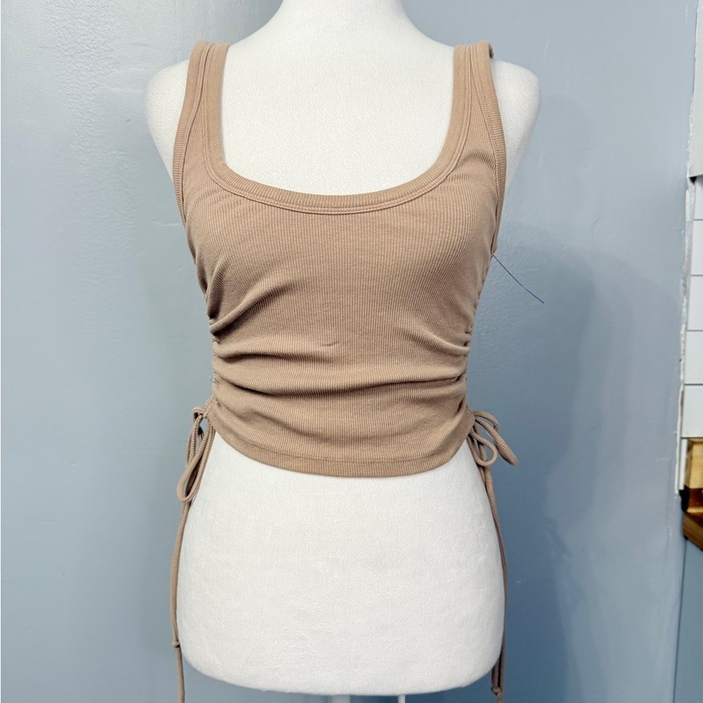 #9) Zara Beige Ruched Tank Top